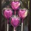 Heart Shaped Metallic Glitter Cake Candles - 4 Pcs Set - #c2528a