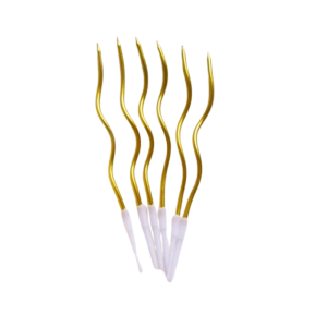 Wavy Metallic Spiral Birthday Candles with Holders - Pack of 6 (1 Set)