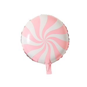 Pink and White Candy Swirl Round Foil Balloon