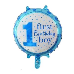 First Birthday Round Foil Balloons - 18 Inch