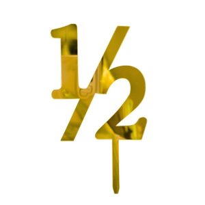 1/2 Half Birthday Gold Mirrored Acrylic Cake Topper