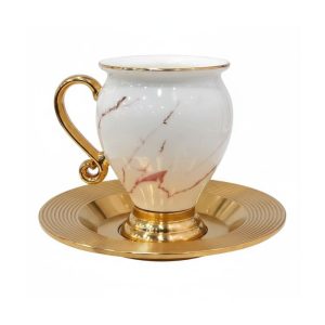 Marble Luxe Gold-Rimmed Espresso Cup and Saucer - Set of 6