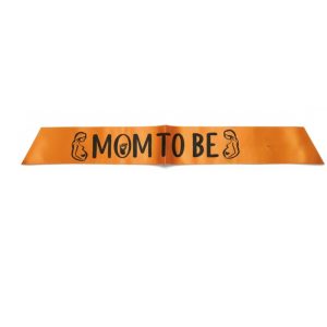 Elegant Orange Satin Mom to Be Baby Shower Sash