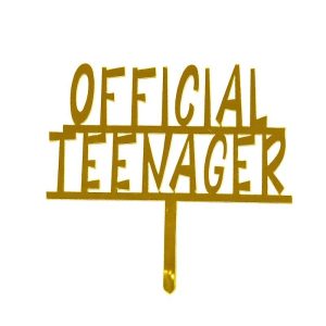 Official Teenager Golden Acrylic Birthday Cake Topper