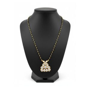 Victorian Moissanite Cluster 22K Gold Plated 925 Silver Mangalsutra