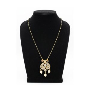 Victorian Style 22K Gold Plated 925 Silver Mangalsutra with Moissanite Peacock Pendant