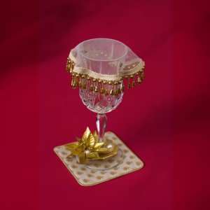 Golden Royale Glass Cover and Coaster Set - Set of 6