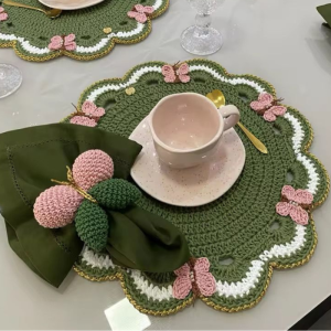 Butterfly Garden Hand-Crocheted Placemat Set