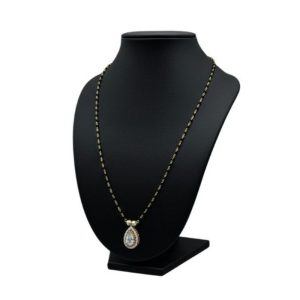 925 Silver 22k Gold Plated Teardrop Moissanite Halo Pendant Black Beads