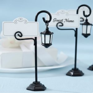 Vintage Black Street Lamp Place Card Holders - Set of 2
