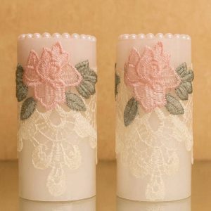Rosabelle Lace Glow Candle Set of 2