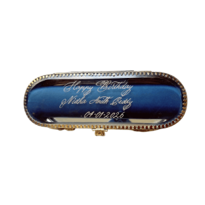 Signature Personalised French Glass Box – Gold Ink Calligraphy on Handmade Deckle Paper