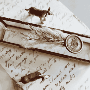 Signature French Glass Box with Black Ink Calligraphy - Golden Feather Edition