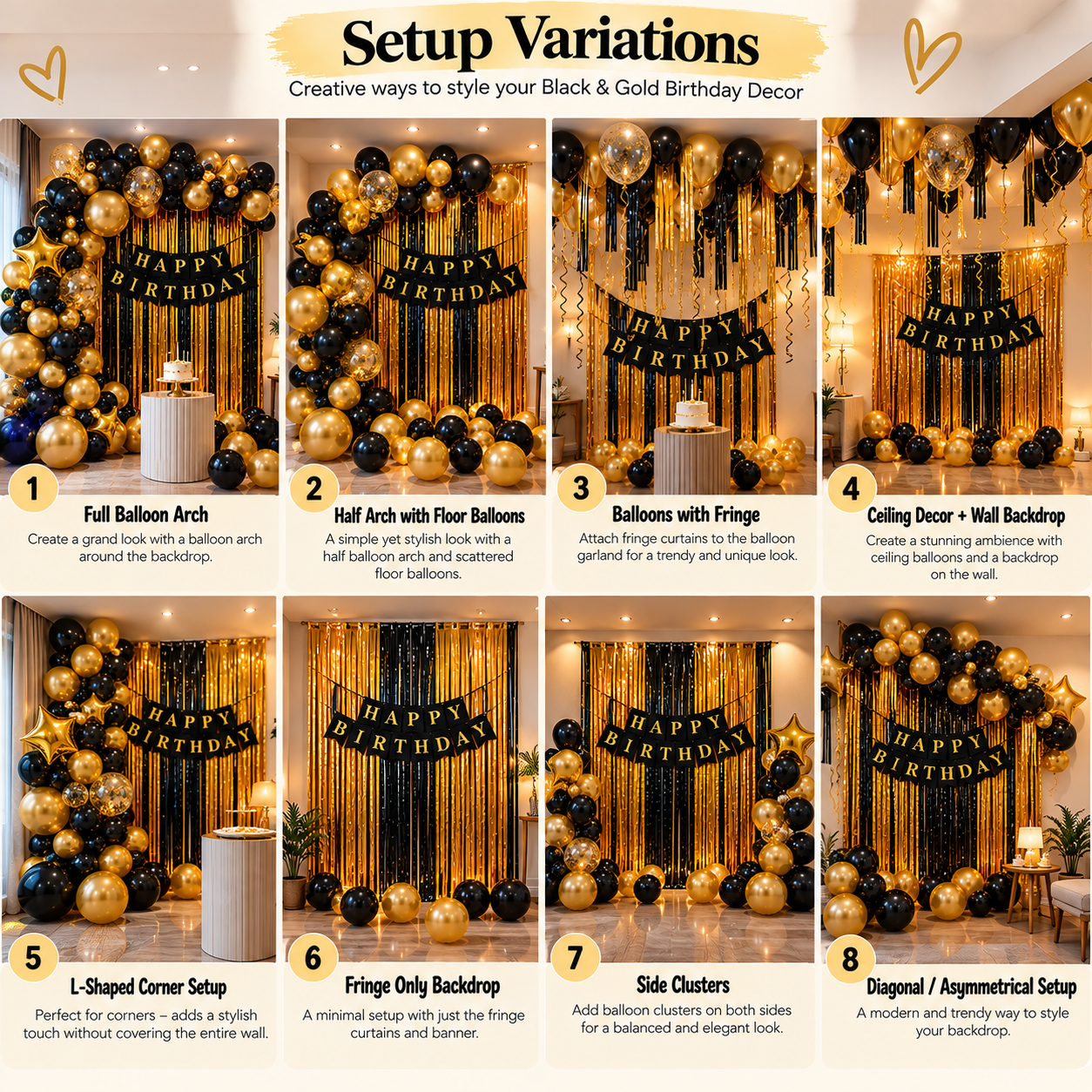black and gold balloons decorations