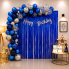 Blue and white balloon decoration at home DIY party setup by Booncart